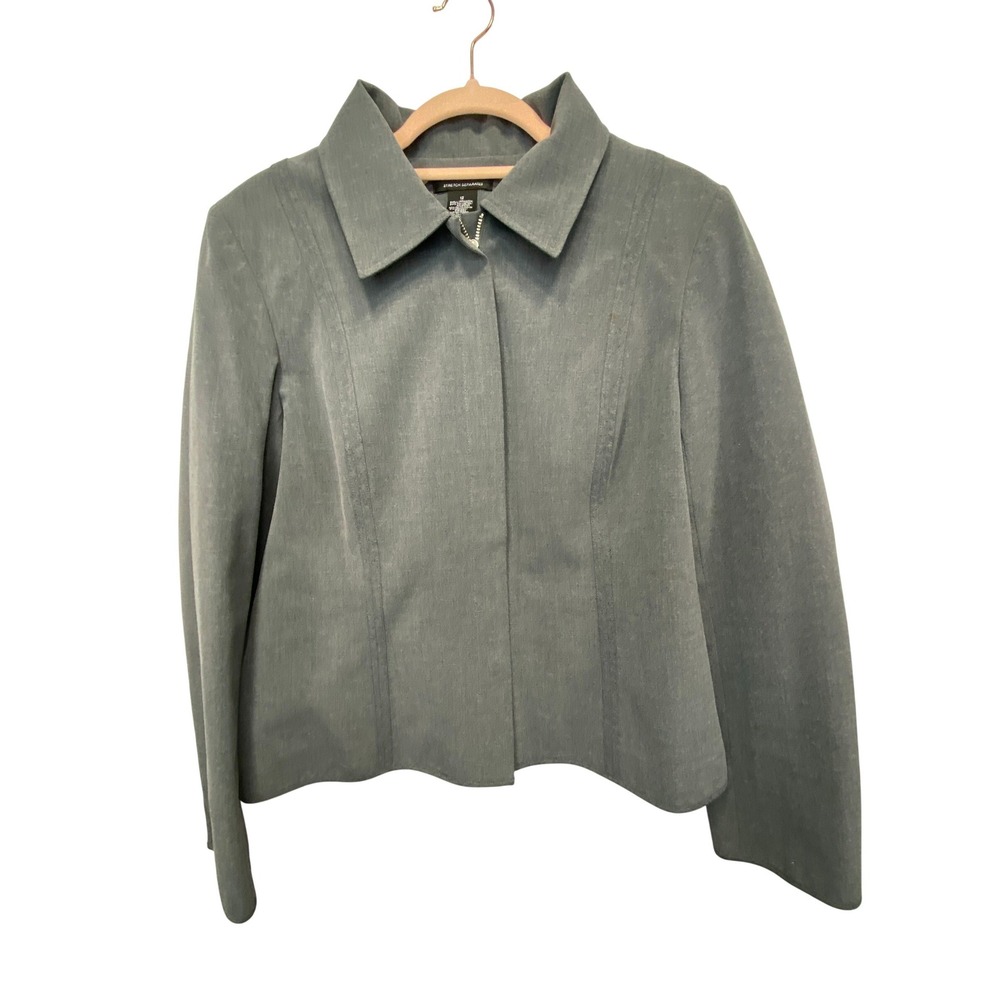 WORTHINGTON WORKS‎ Womens Sz 12 Gray Stretch Zip Blazer Jacket Career Office